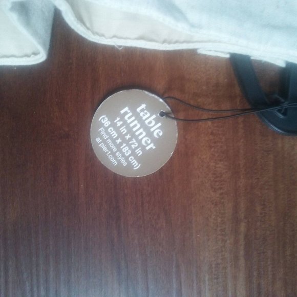 New Pier 1 boho beaded embroidered cotton linen table runner 14" x 72" - Picture 5 of 7